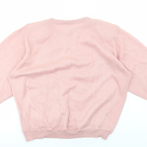 essence Womens Pink Round Neck Polyester Pullover Jumper Size M