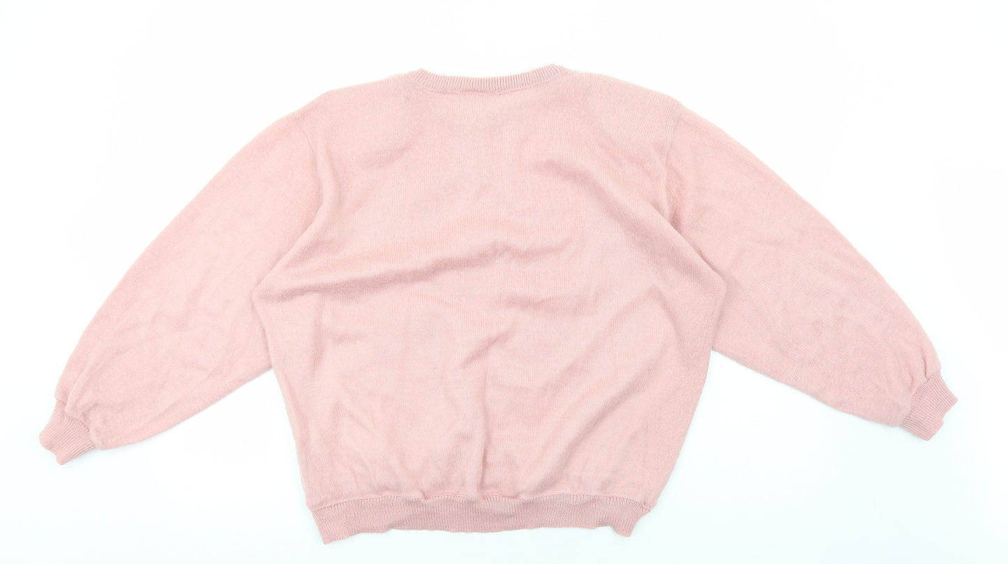 essence Womens Pink Round Neck Polyester Pullover Jumper Size M