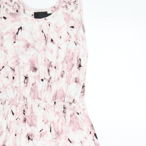 Cynthia Rowley Womens Pink Floral Viscose Fit & Flare Size S Scoop Neck Pullover