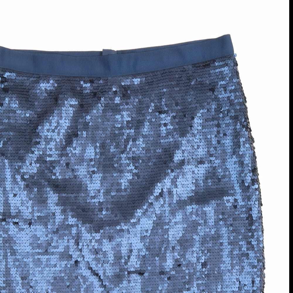 Pure Womens Blue Polyester Straight & Pencil Skirt Size 14 Zip