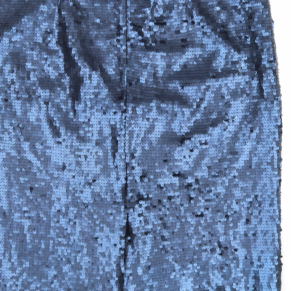 Pure Womens Blue Polyester Straight & Pencil Skirt Size 14 Zip