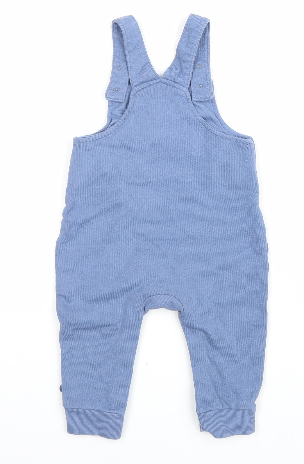 TU Baby Blue Cotton Dungaree One-Piece Size 9-12 Months Snap - Cute Monster