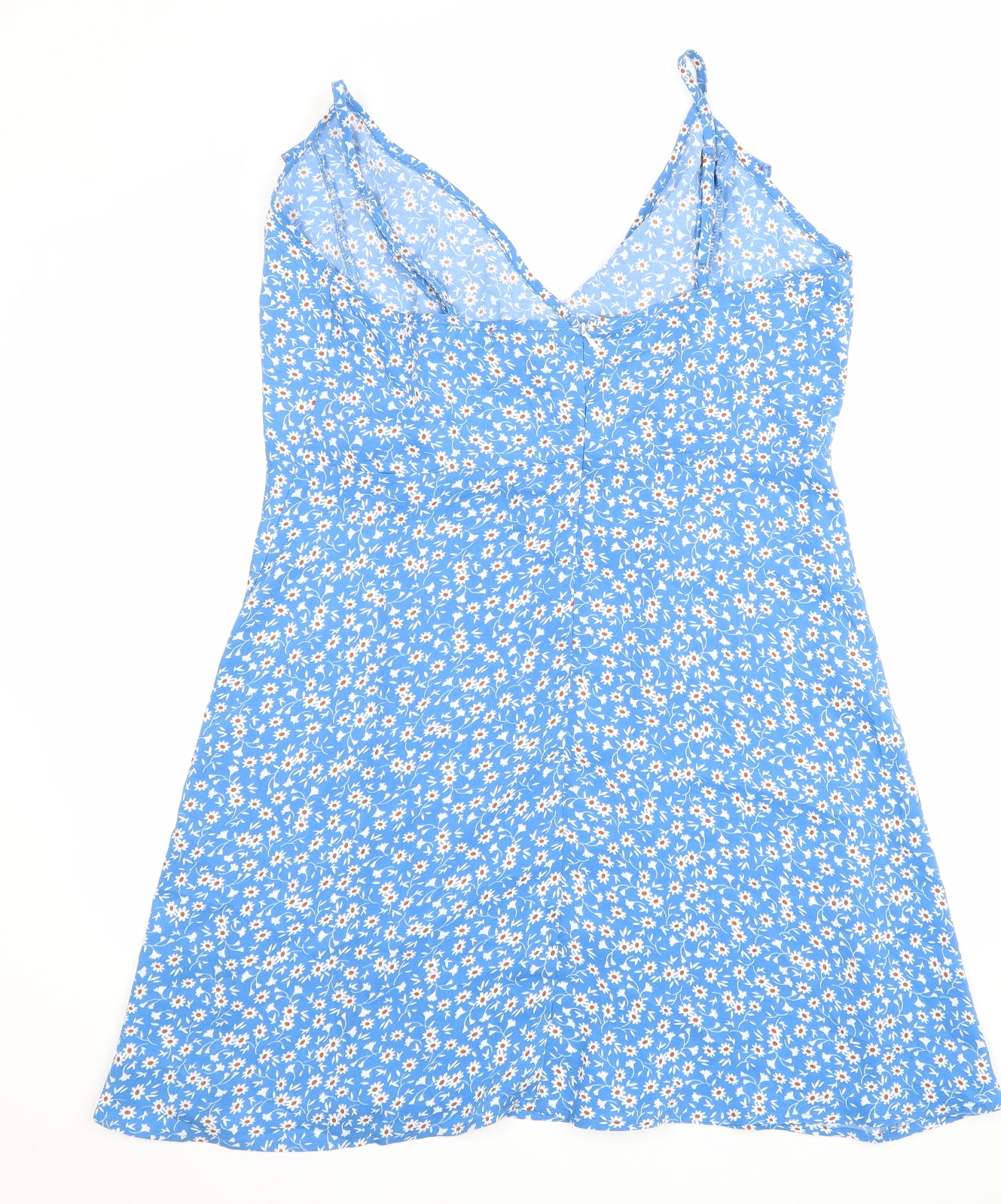 Blue Vanilla Womens Blue Floral Polyester Fit & Flare Size 16 V-Neck Zip