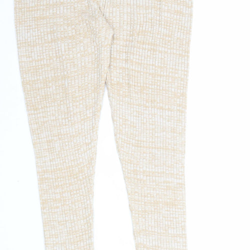 ASOS Womens Beige Geometric Acrylic Jogger Trousers Size 10 L30 in Regular Hook & Loop