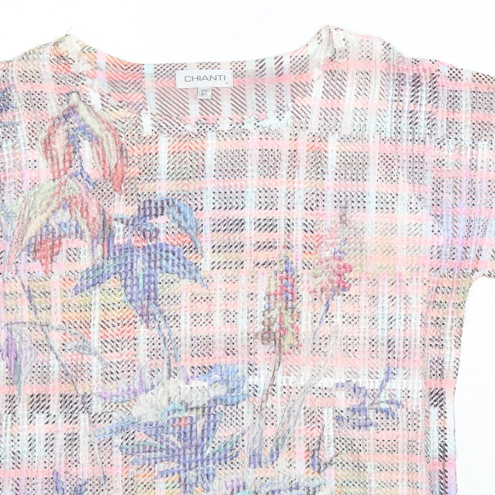 Chianti Womens Multicoloured Geometric Polyester Basic Blouse Size 12 Round Neck