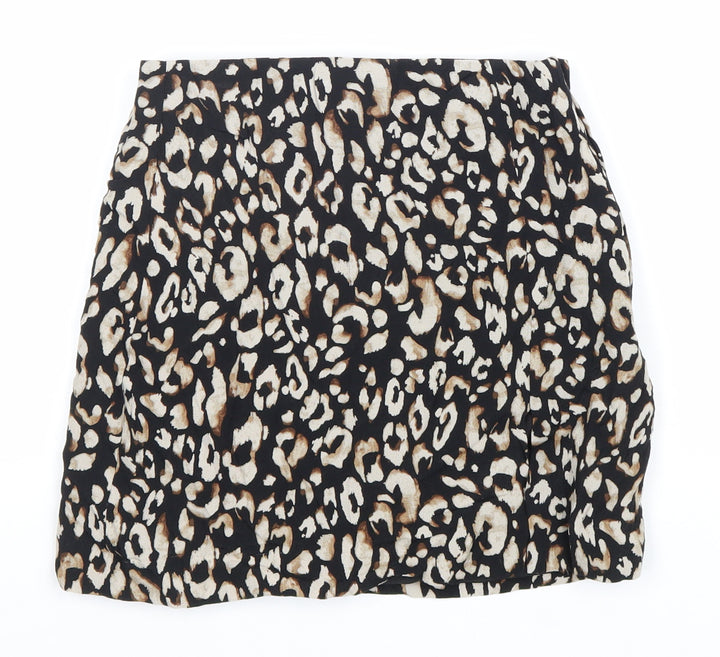 H&M Womens Brown Animal Print Polyester Straight & Pencil Skirt Size XS Zip - Leopard Pattern