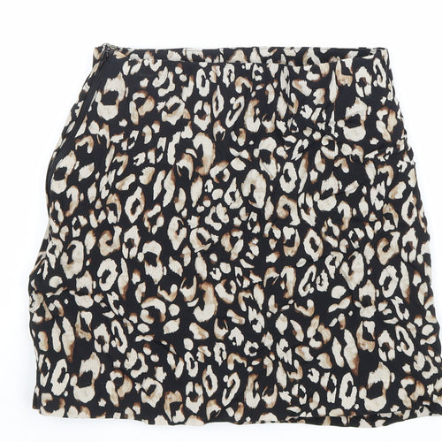 H&M Womens Brown Animal Print Polyester Straight & Pencil Skirt Size XS Zip - Leopard Pattern