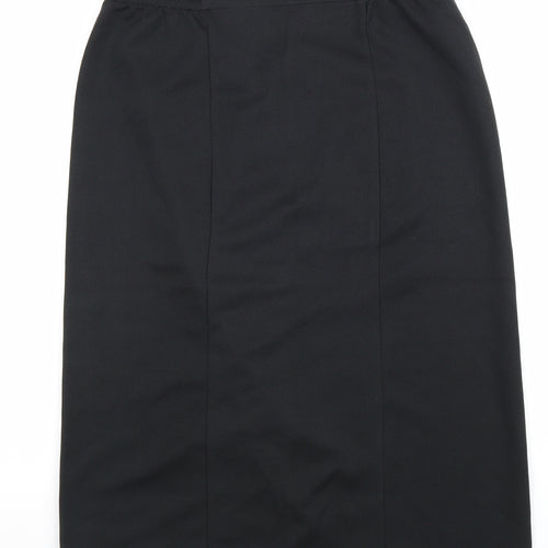 Damart Womens Black Polyester Straight & Pencil Skirt Size 41 in Hook & Loop