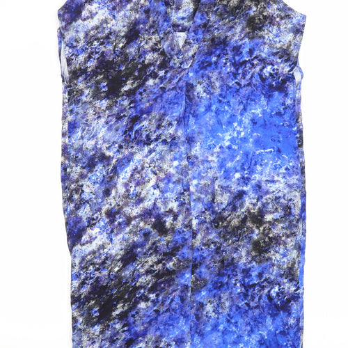 Damsel in a Dress Womens Blue Geometric Viscose A-Line Size 10 V-Neck Pullover