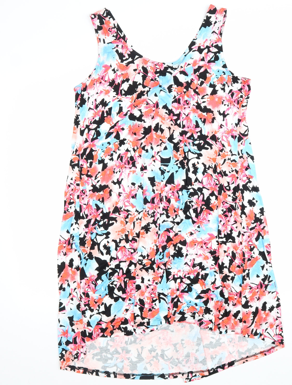 Marks and Spencer Womens Multicoloured Floral Viscose A-Line Size 12 V-Neck Pullover