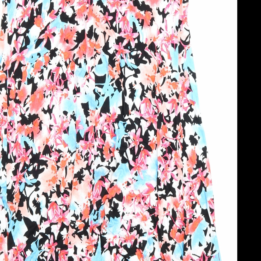 Marks and Spencer Womens Multicoloured Floral Viscose A-Line Size 12 V-Neck Pullover