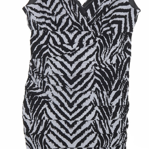Saint Tropez Clothing Womens Grey Animal Print Polyester Bodycon Size 12 V-Neck Pullover - Tiger Pattern