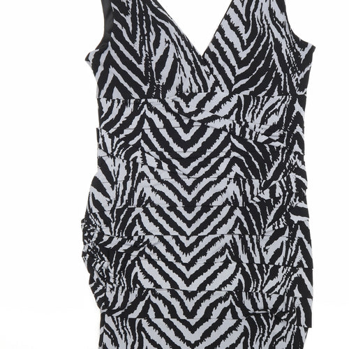 Saint Tropez Clothing Womens Grey Animal Print Polyester Bodycon Size 12 V-Neck Pullover - Tiger Pattern