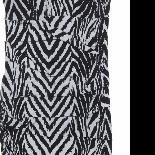 Saint Tropez Clothing Womens Grey Animal Print Polyester Bodycon Size 12 V-Neck Pullover - Tiger Pattern