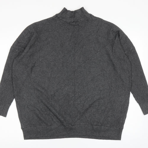 M&Co Womens Grey Mock Neck Viscose Pullover Jumper Size 16