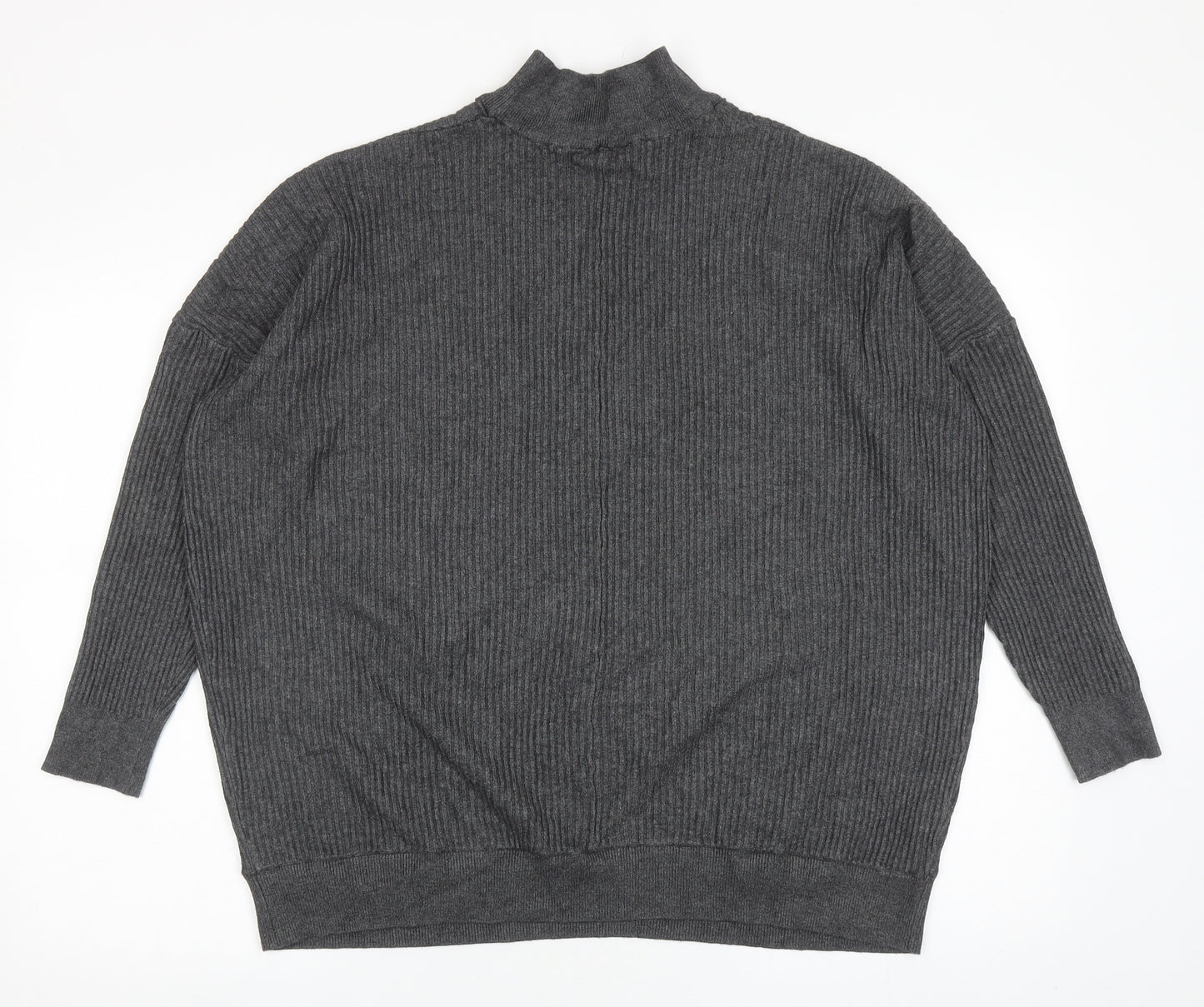 M&Co Womens Grey Mock Neck Viscose Pullover Jumper Size 16
