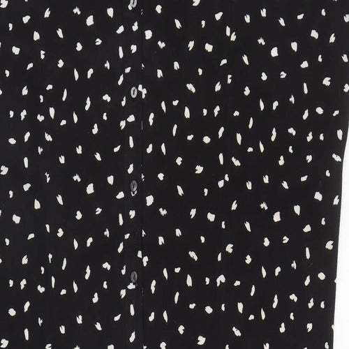 Villa Womens Black Geometric Polyester Shirt Dress Size XS Collared Button