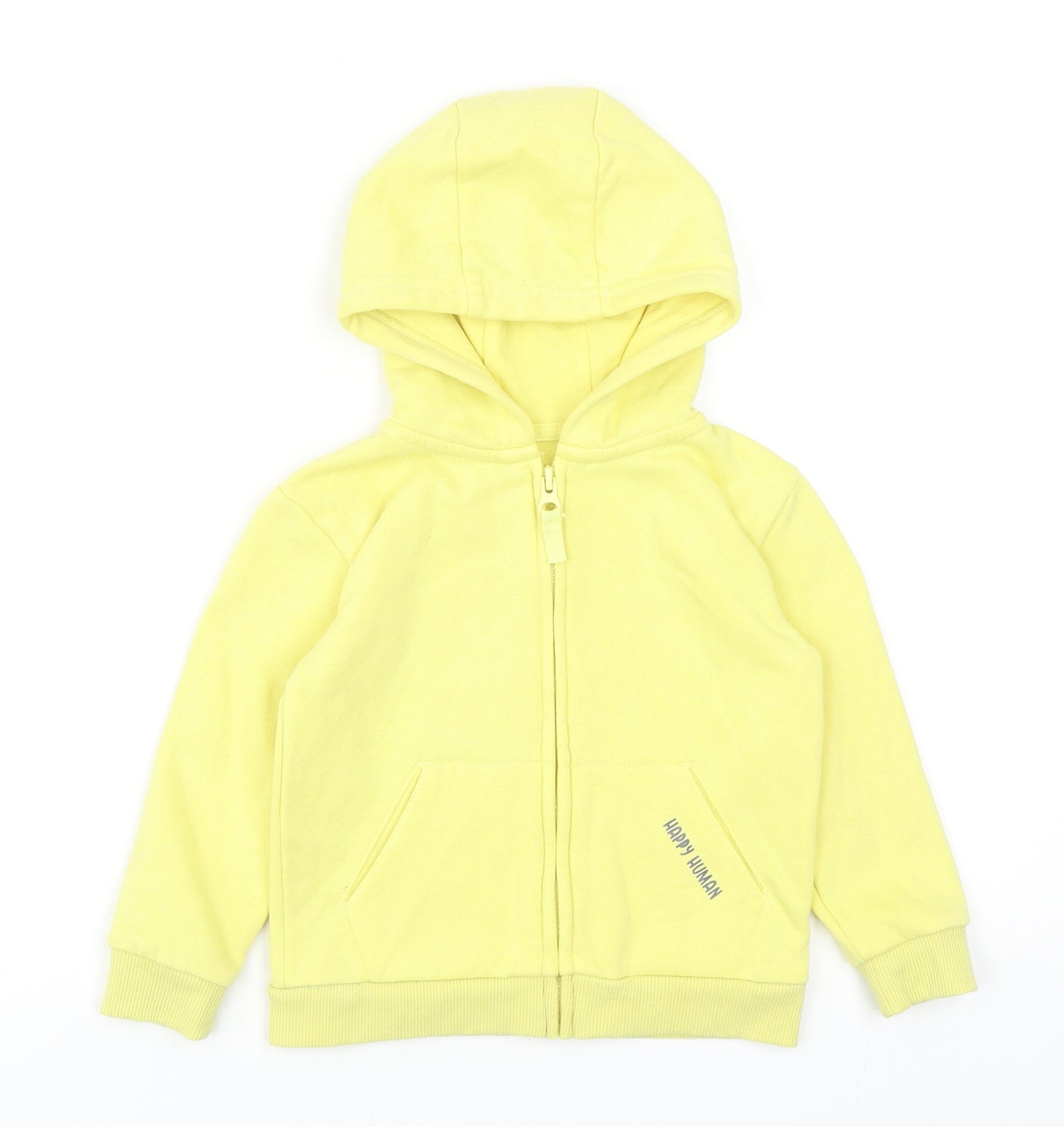 Dunnes Stores Girls Yellow Cotton Full Zip Jumper Size 18-24 Months Zip