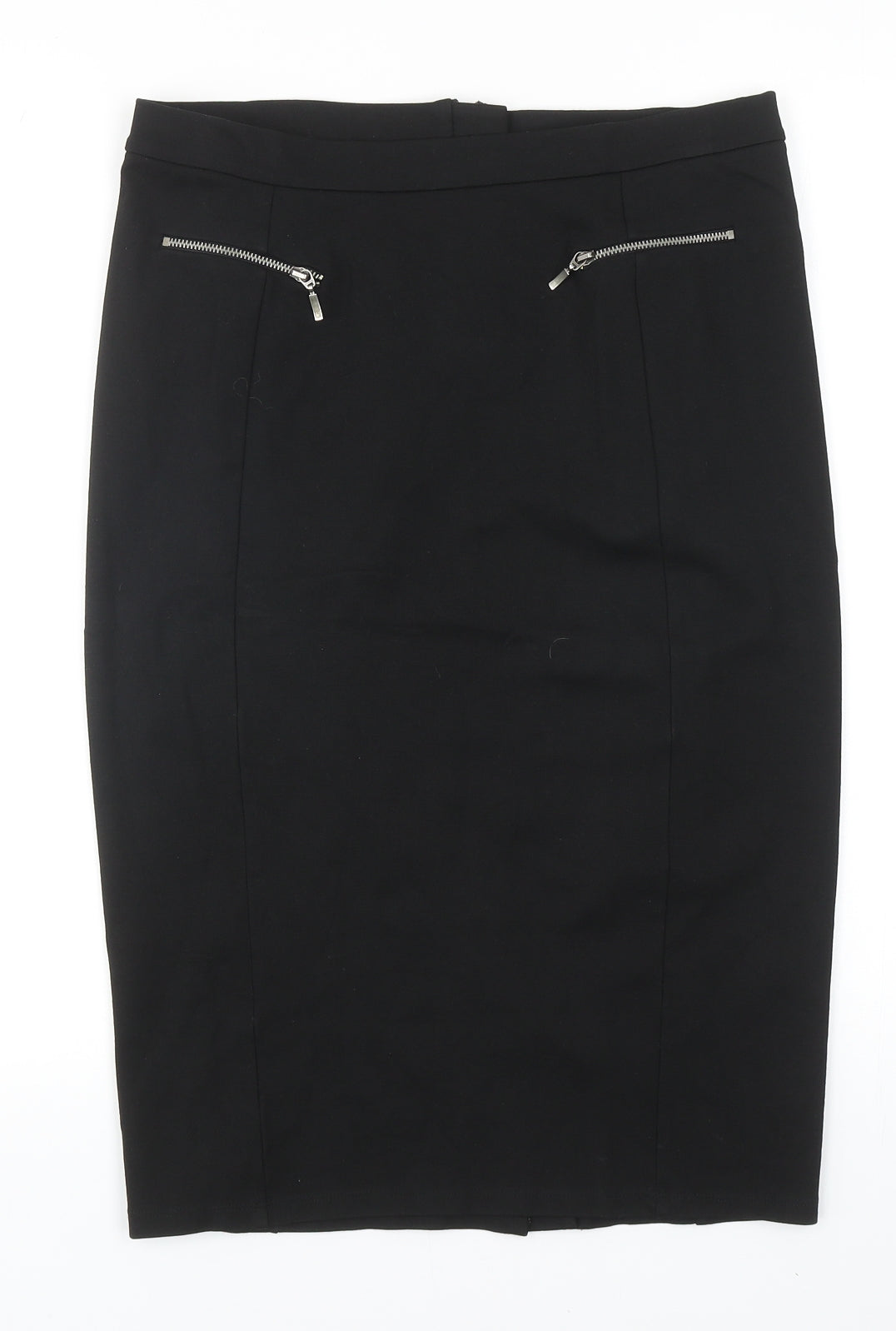 Marks and Spencer Womens Black Viscose Straight & Pencil Skirt Size 12 Zip