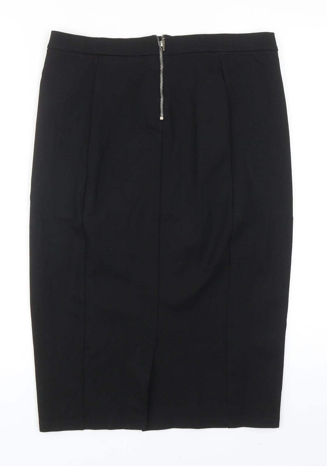Marks and Spencer Womens Black Viscose Straight & Pencil Skirt Size 12 Zip