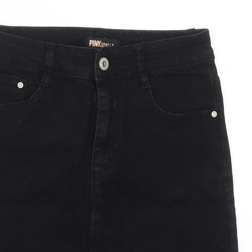 Pink Vanilla Womens Black Cotton Straight & Pencil Skirt Size 10 Zip
