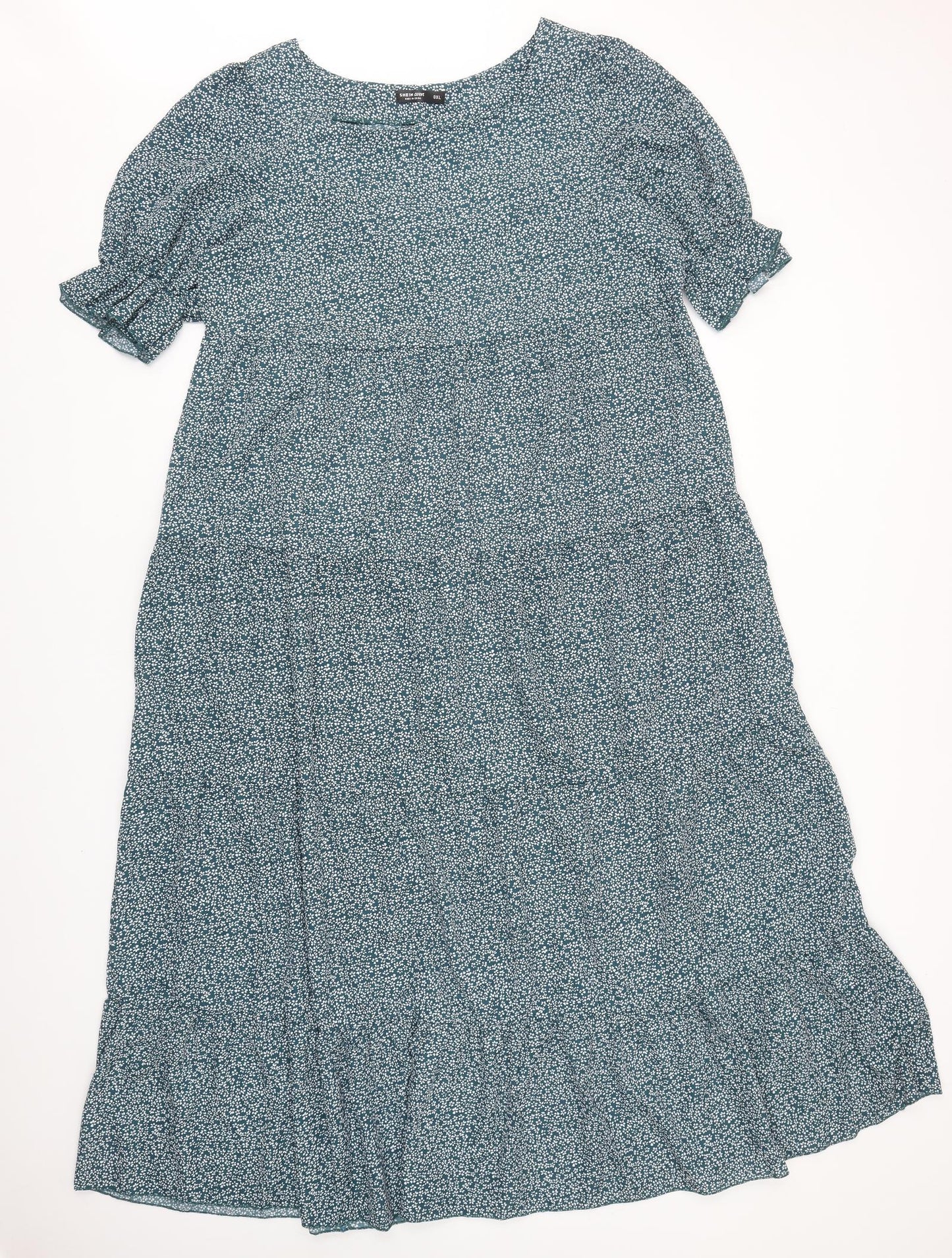SheIn Womens Blue Geometric Polyester Maxi Size XL Round Neck Pullover