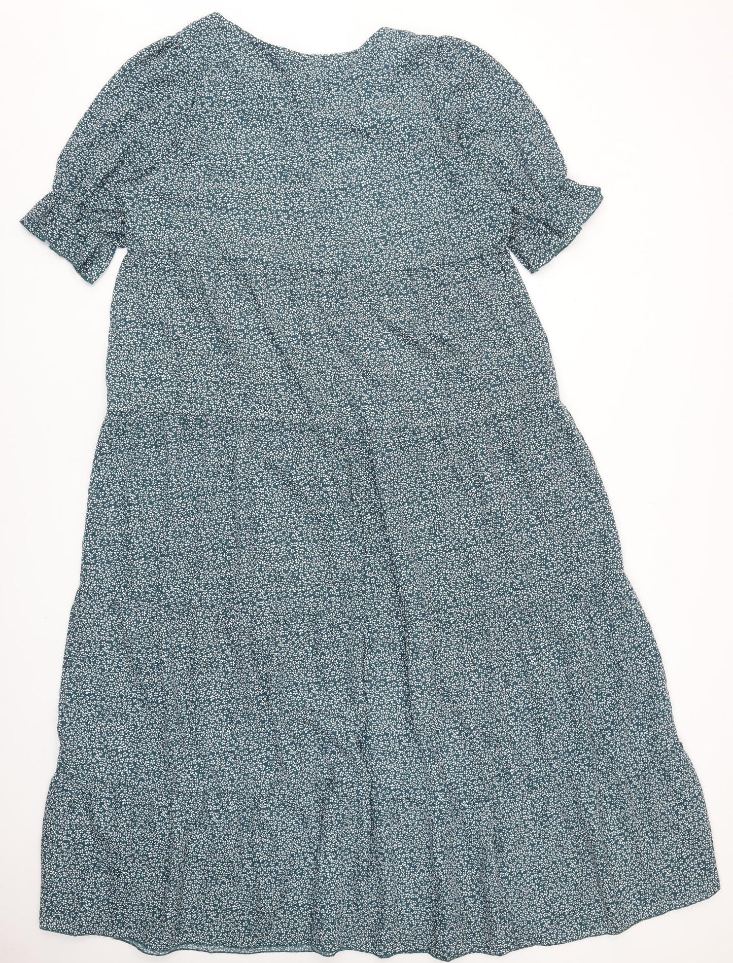 SheIn Womens Blue Geometric Polyester Maxi Size XL Round Neck Pullover