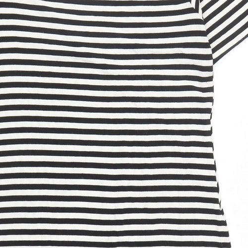 Marks and Spencer Womens Black Striped Viscose A-Line Size 12 Round Neck Pullover