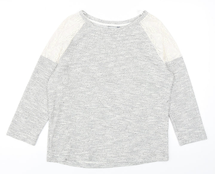 Peacocks Womens Grey Round Neck Cotton Pullover Jumper Size 12