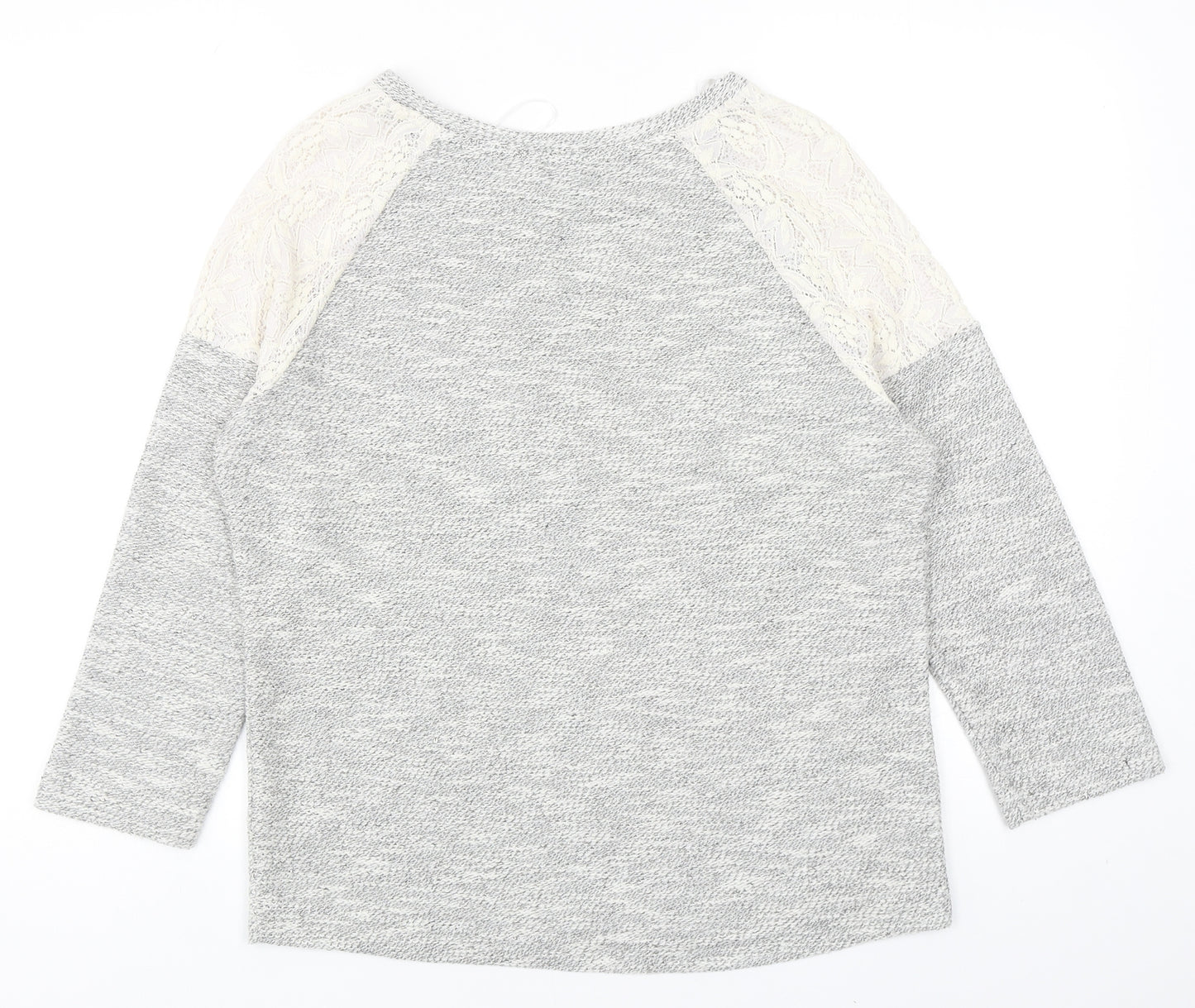 Peacocks Womens Grey Round Neck Cotton Pullover Jumper Size 12