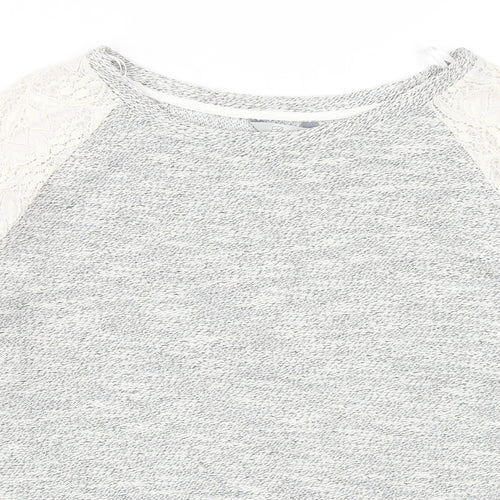 Peacocks Womens Grey Round Neck Cotton Pullover Jumper Size 12