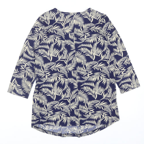 Bodyprints Womens Blue Geometric Polyester Basic Blouse Size S V-Neck