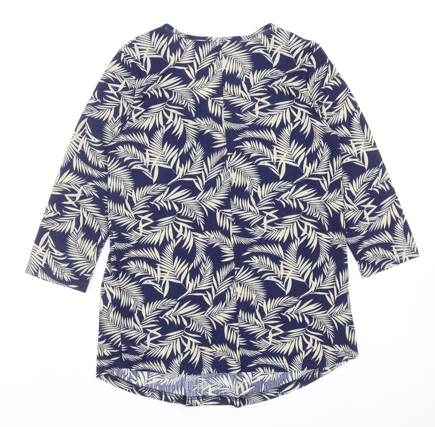 Bodyprints Womens Blue Geometric Polyester Basic Blouse Size S V-Neck