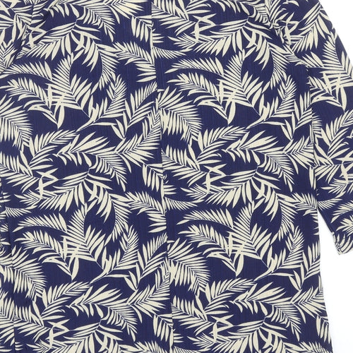 Bodyprints Womens Blue Geometric Polyester Basic Blouse Size S V-Neck