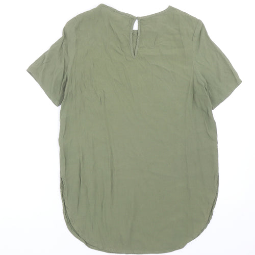 H&M Womens Green Viscose Basic T-Shirt Size 8 Round Neck