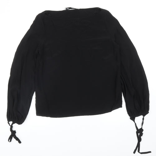 Zara Womens Black Viscose Basic Blouse Size XS Round Neck