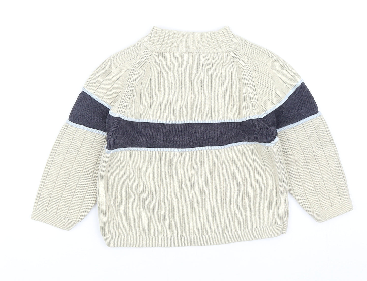 NEXT Boys Beige High Neck Cotton Pullover Jumper Size 2XS Zip