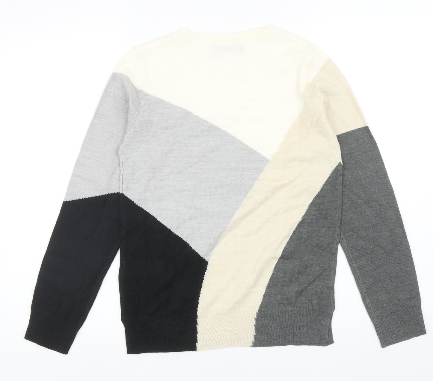 Marks and Spencer Womens Multicoloured Round Neck Geometric Acrylic Pullover Jumper Size 6
