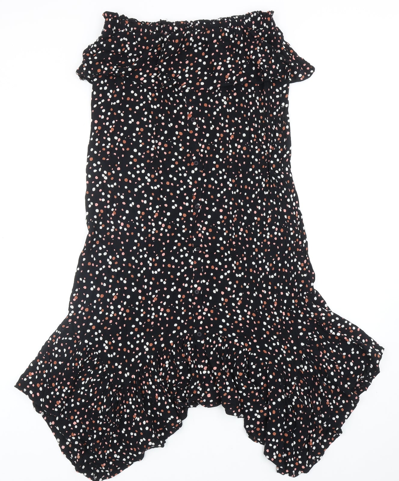 NEXT Womens Black Polka Dot Viscose Swing Skirt Size 14
