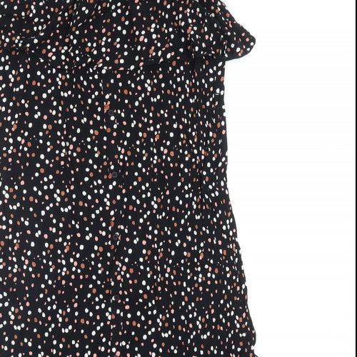 NEXT Womens Black Polka Dot Viscose Swing Skirt Size 14