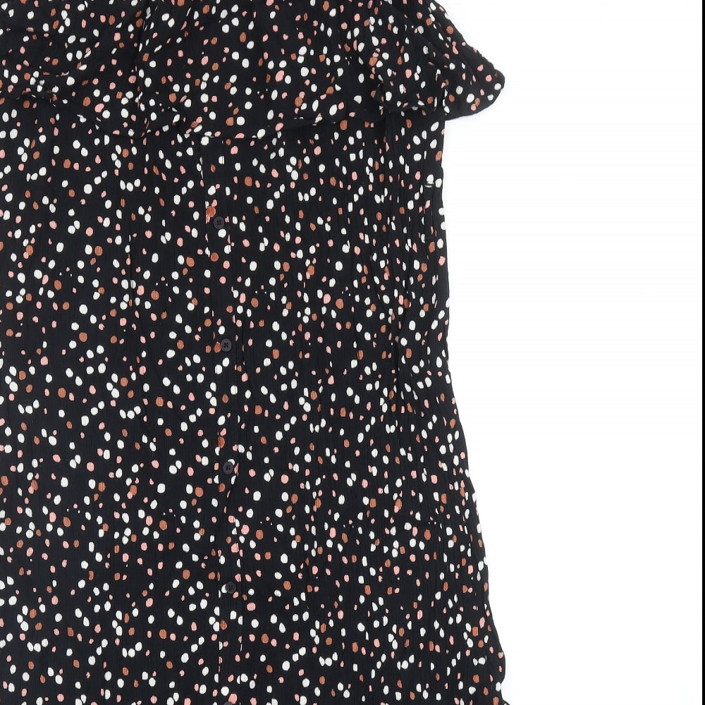 NEXT Womens Black Polka Dot Viscose Swing Skirt Size 14