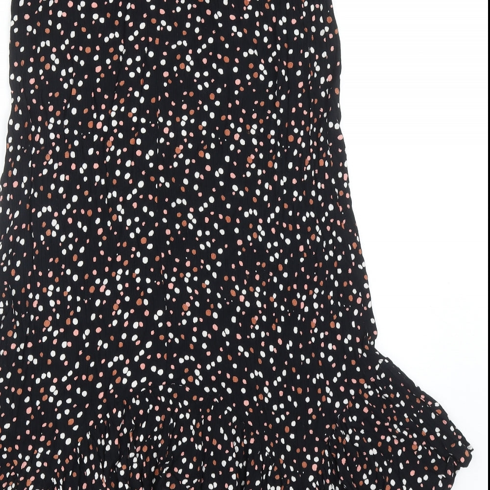 NEXT Womens Black Polka Dot Viscose Swing Skirt Size 14