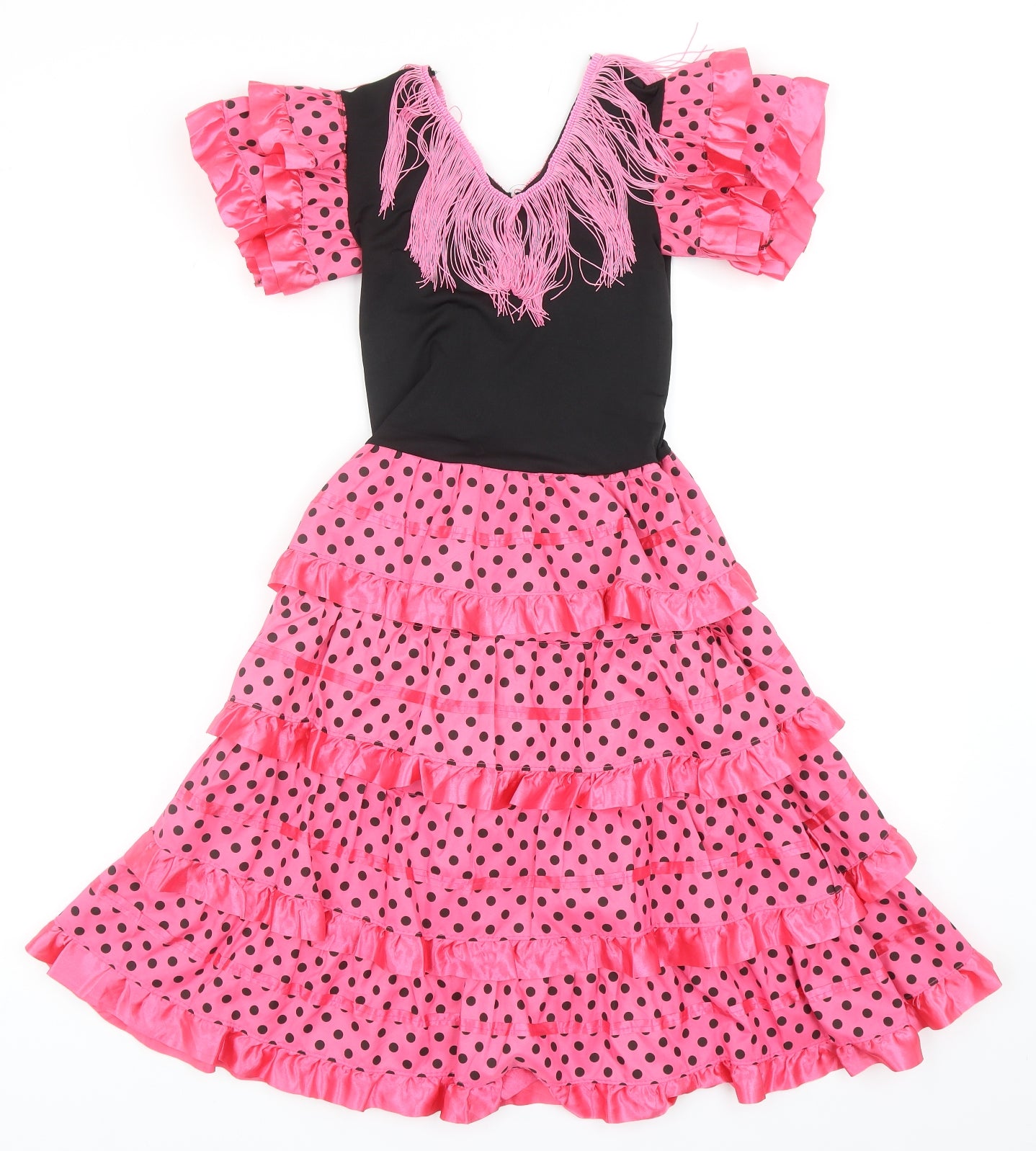 Preworn Womens Pink Polka Dot Polyester Trapeze & Swing Size 10 V-Neck Pullover