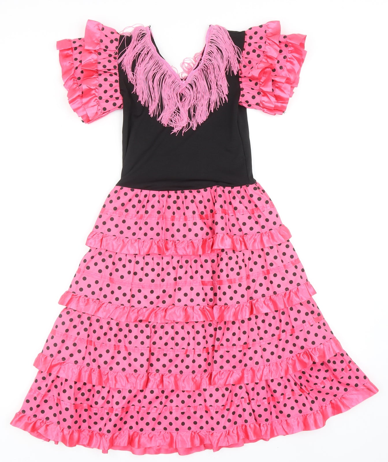Preworn Womens Pink Polka Dot Polyester Trapeze & Swing Size 10 V-Neck Pullover