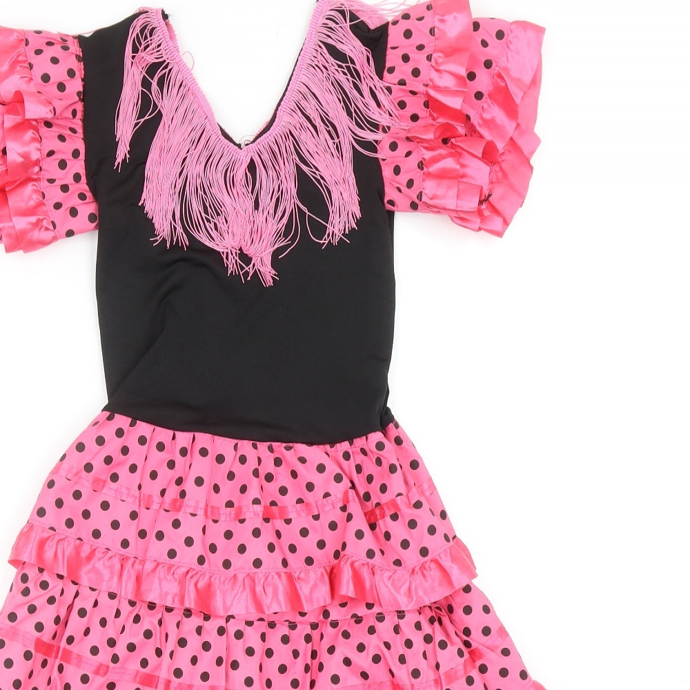 Preworn Womens Pink Polka Dot Polyester Trapeze & Swing Size 10 V-Neck Pullover