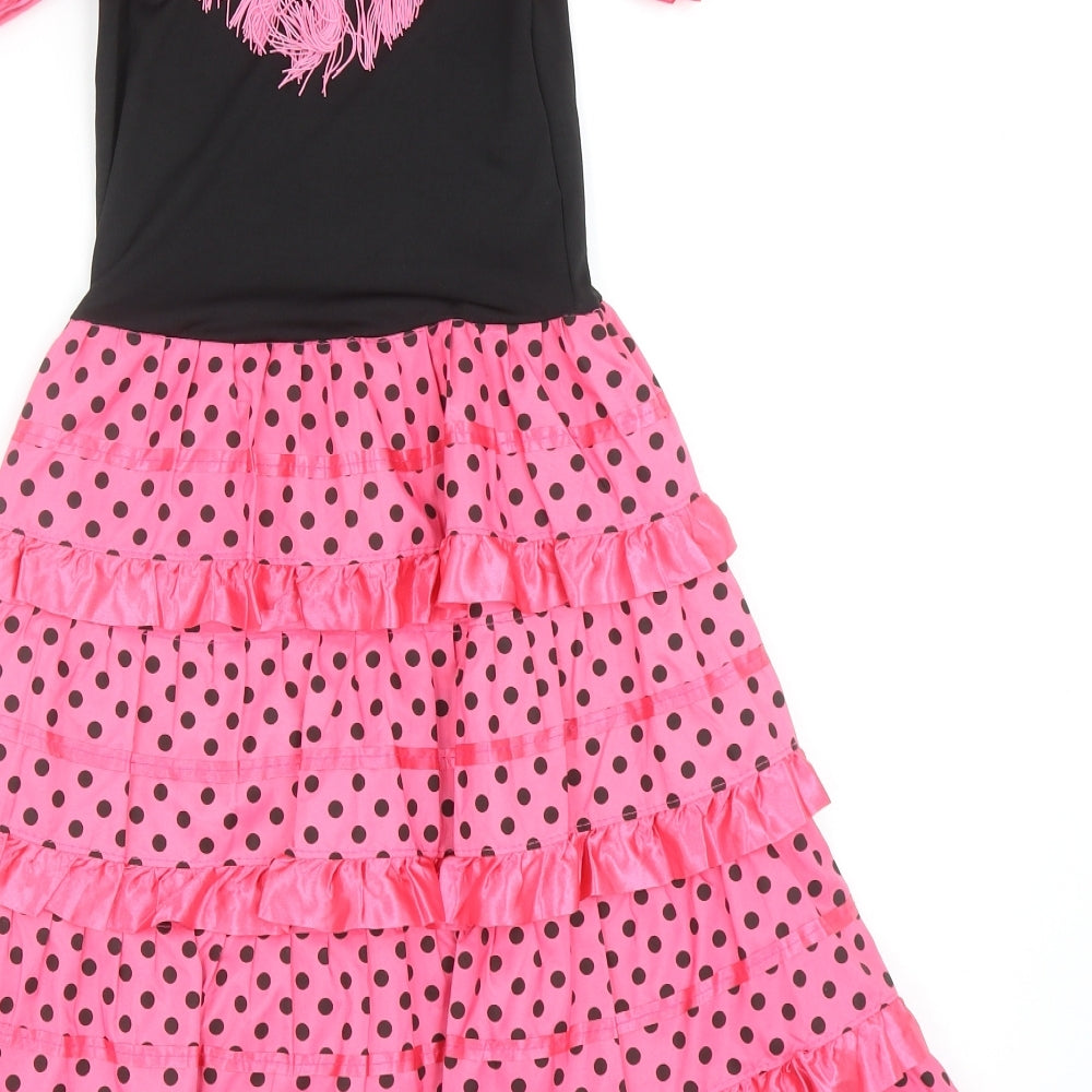 Preworn Womens Pink Polka Dot Polyester Trapeze & Swing Size 10 V-Neck Pullover