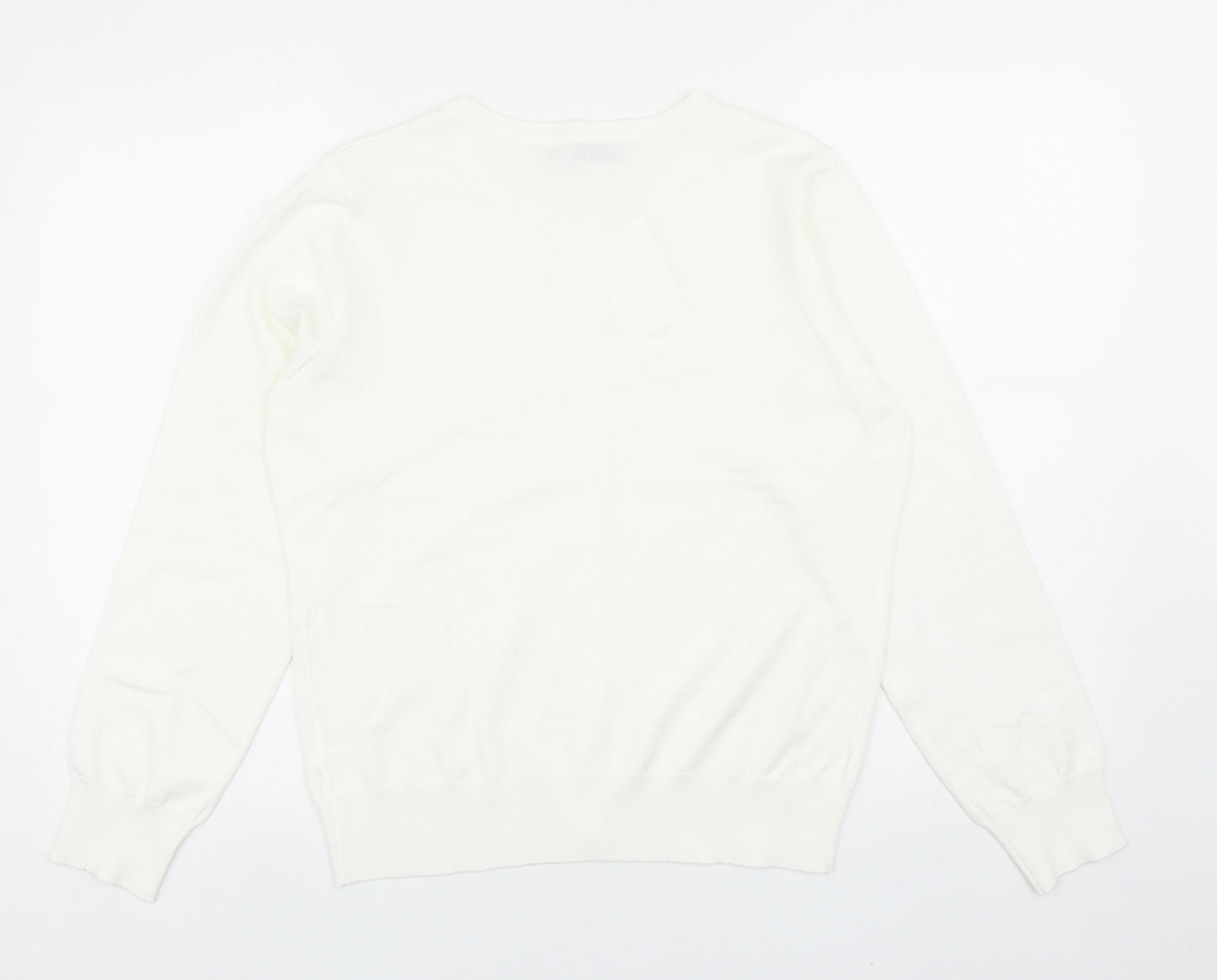 Grace Karin Womens White Round Neck Viscose Pullover Jumper Size L