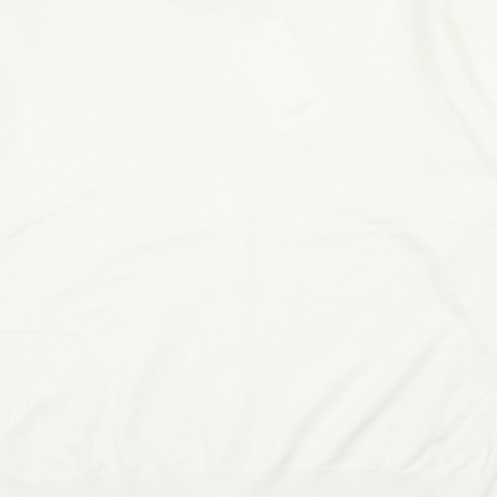 Grace Karin Womens White Round Neck Viscose Pullover Jumper Size L