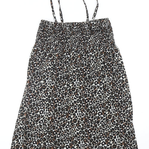 B.You Womens Black Animal Print Polyester Tank Dress Size 16 Square Neck Pullover - Leopard Pattern