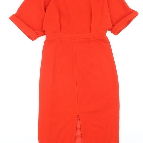 ASOS Womens Red Polyester A-Line Size 6 Round Neck Zip